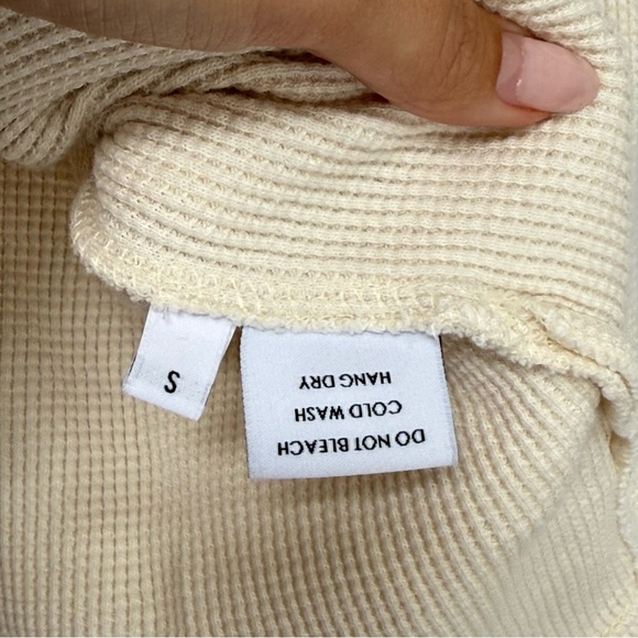 FM 669 Anthony Waffle Long Sleeve Shirt Natural Size Small - Picture 3 of 5